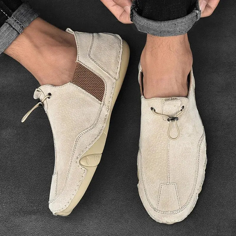 Men's Slip-On Trainers Closed-Toe Toggle Fastener Comfort - Khaki