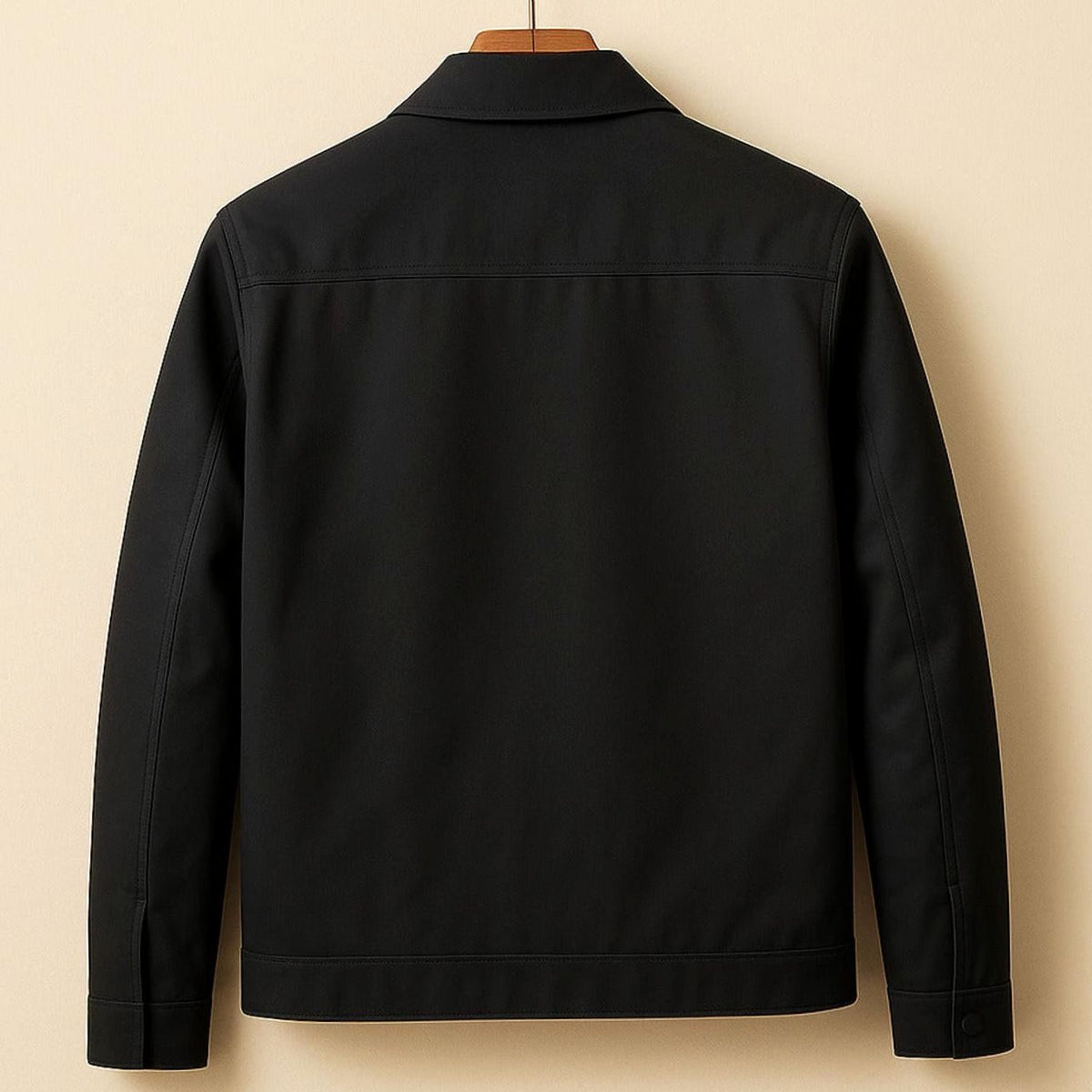 Men's Smart-Casual Harrington Jacket Checked Lining Zip-Front