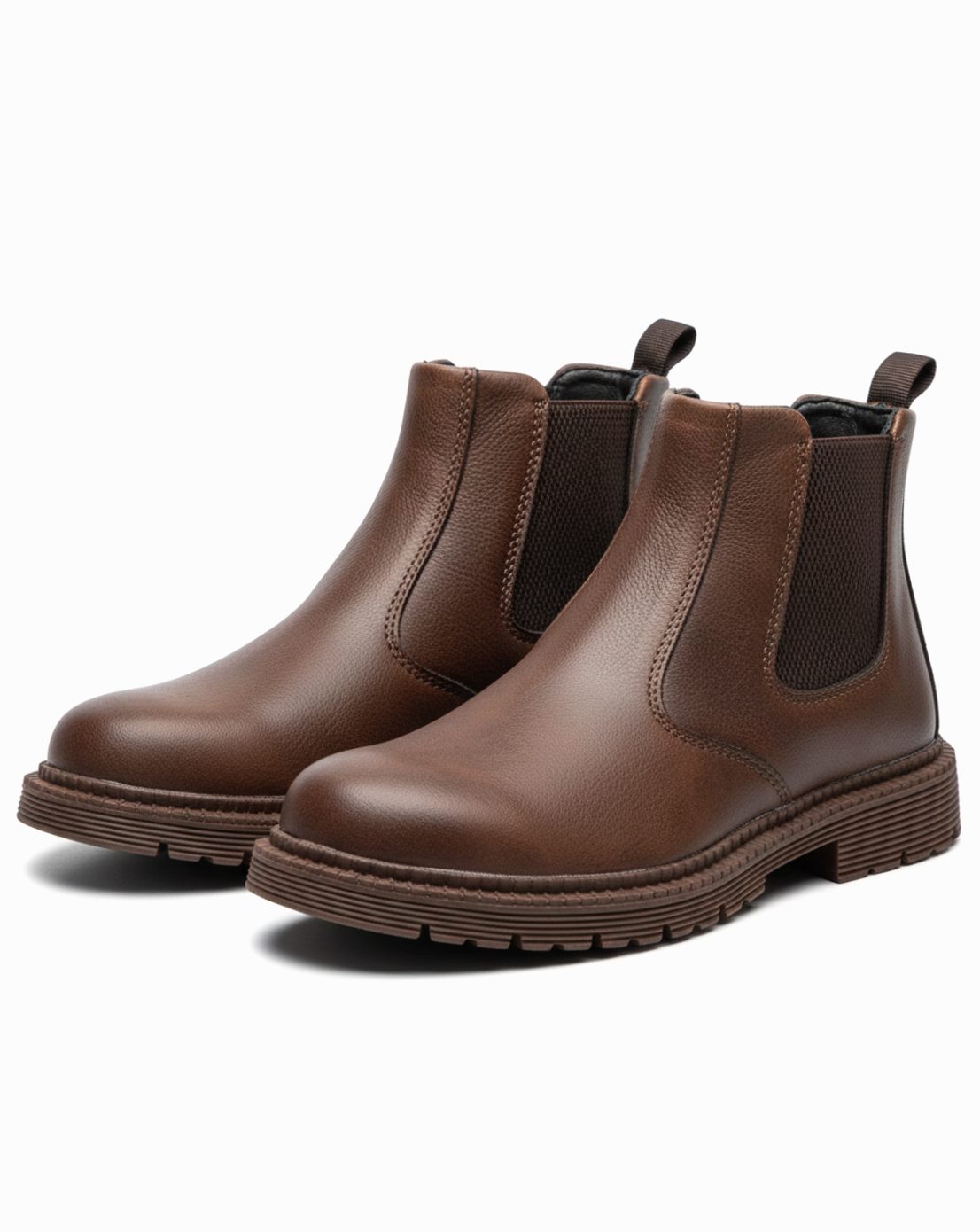 Men's Steel-Toe Chelsea Work Boots Leather Upper - Brown