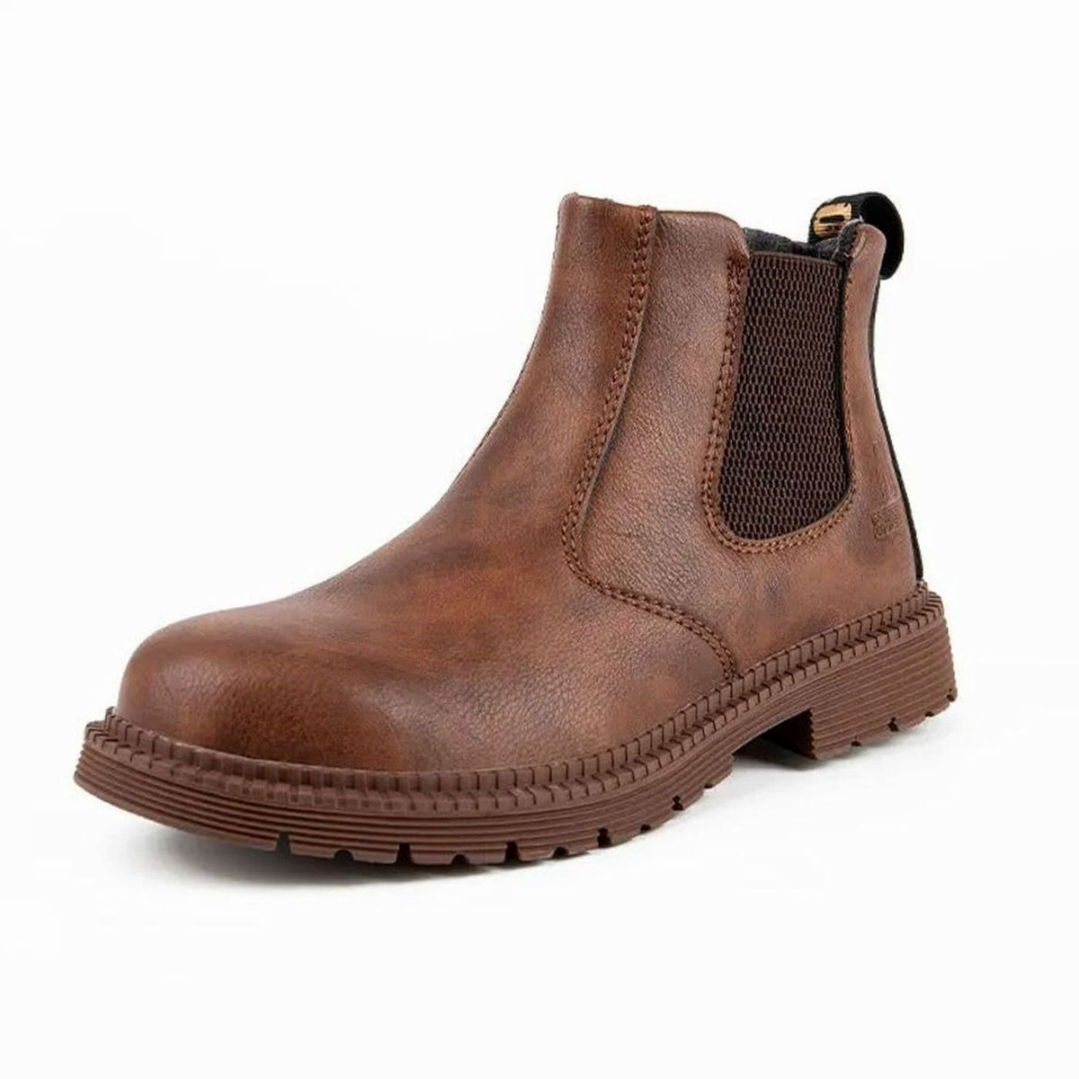 Men's Steel-Toe Chelsea Work Boots Leather Upper