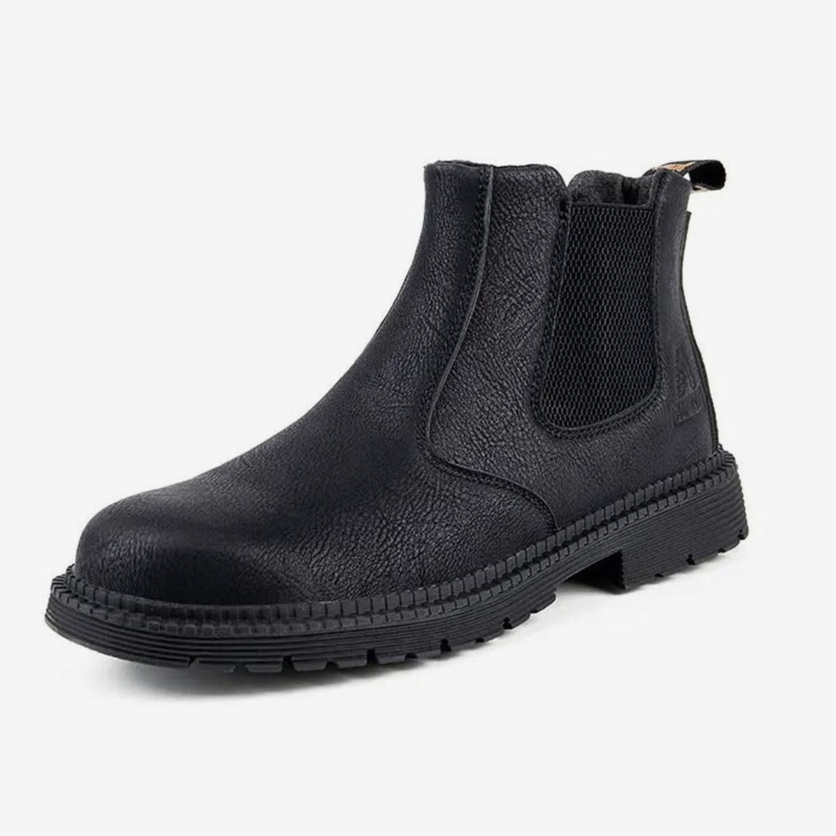 Men's Steel-Toe Chelsea Work Boots Leather Upper - Black