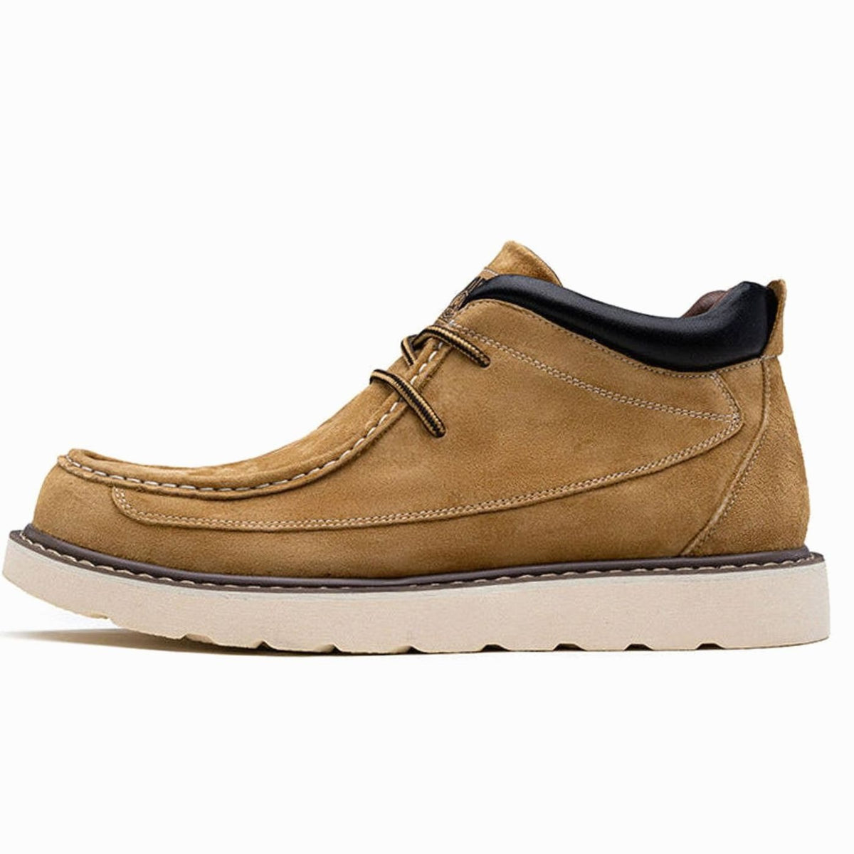 Men's Suede Moc Toe Wedge Boots Lace-Up
