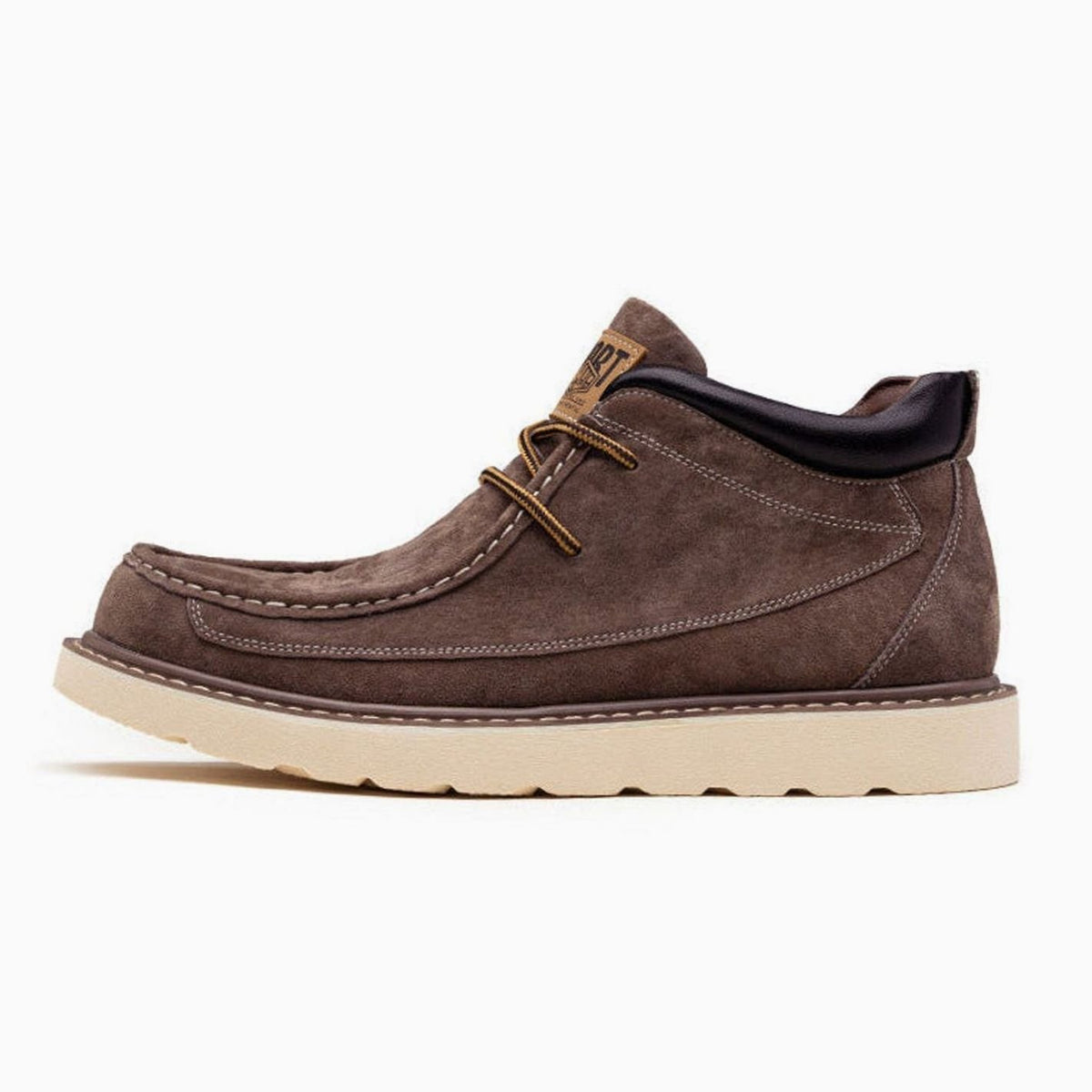 Men's Suede Moc Toe Wedge Boots Lace-Up