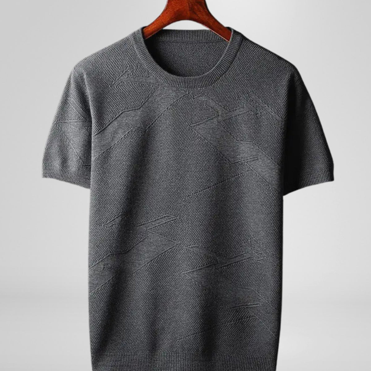 Men's Textured Knit Cotton Blend Crewneck Short-Sleeve Top - Grey