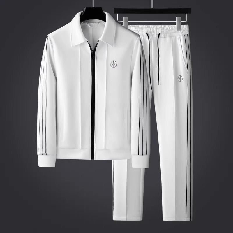 Men's Tracksuit Set Zip-Up Jacket Joggers - White