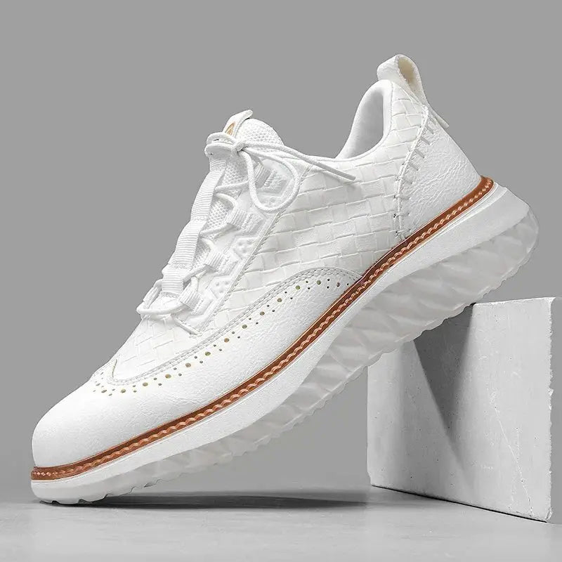 Men's Vegan Leather Trainers Orthopedic Comfort Breathable - White