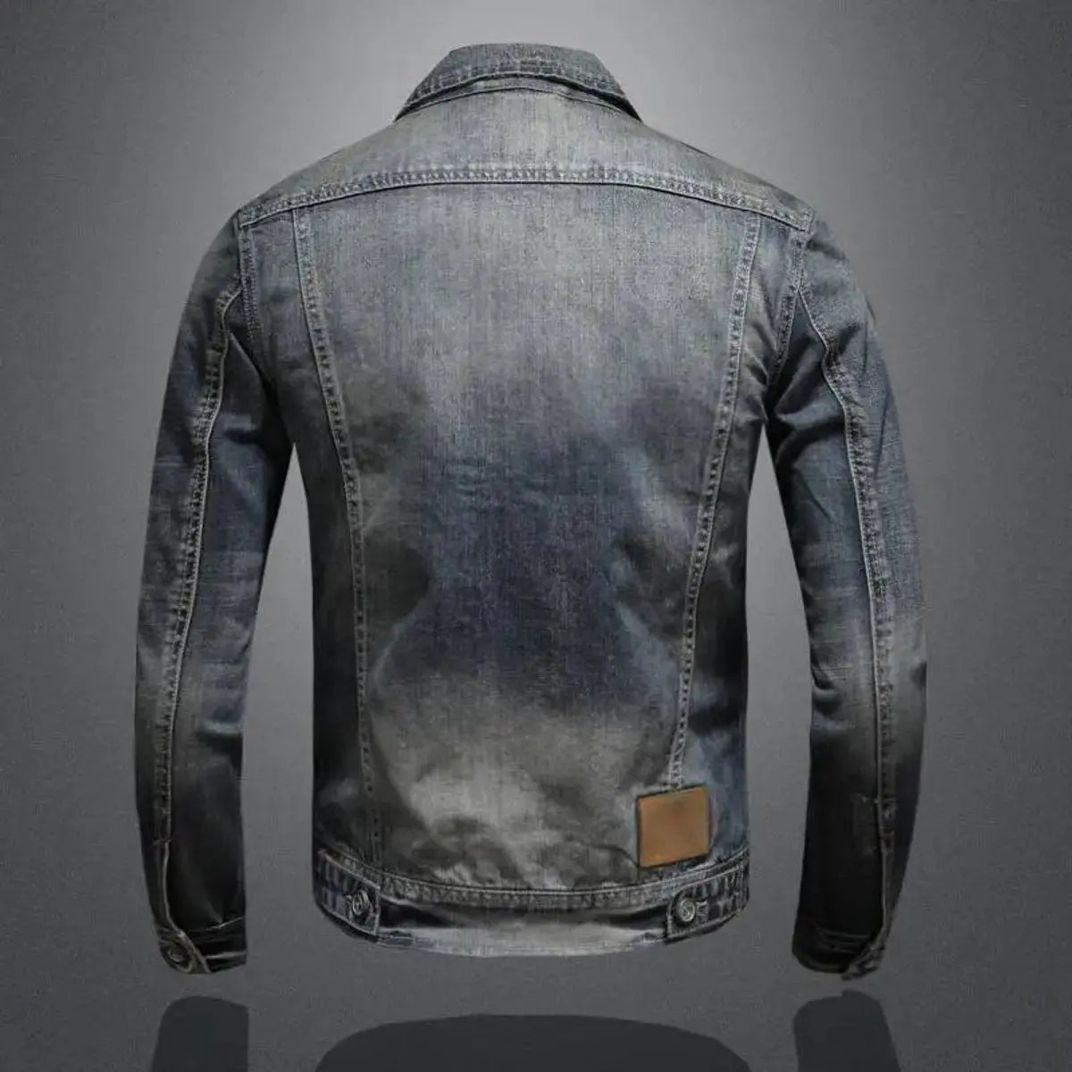 Men's Vintage Washed Zip-Up Retro Denim Jacket Coat