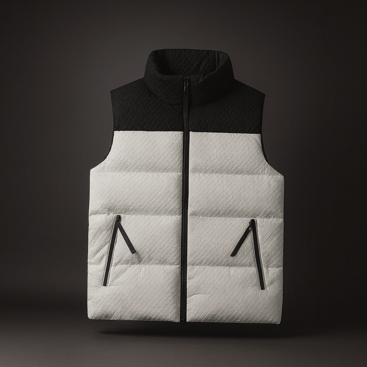 Men's Waterproof High-Neck Puffer Gilet Sleeveless Vest - Grey