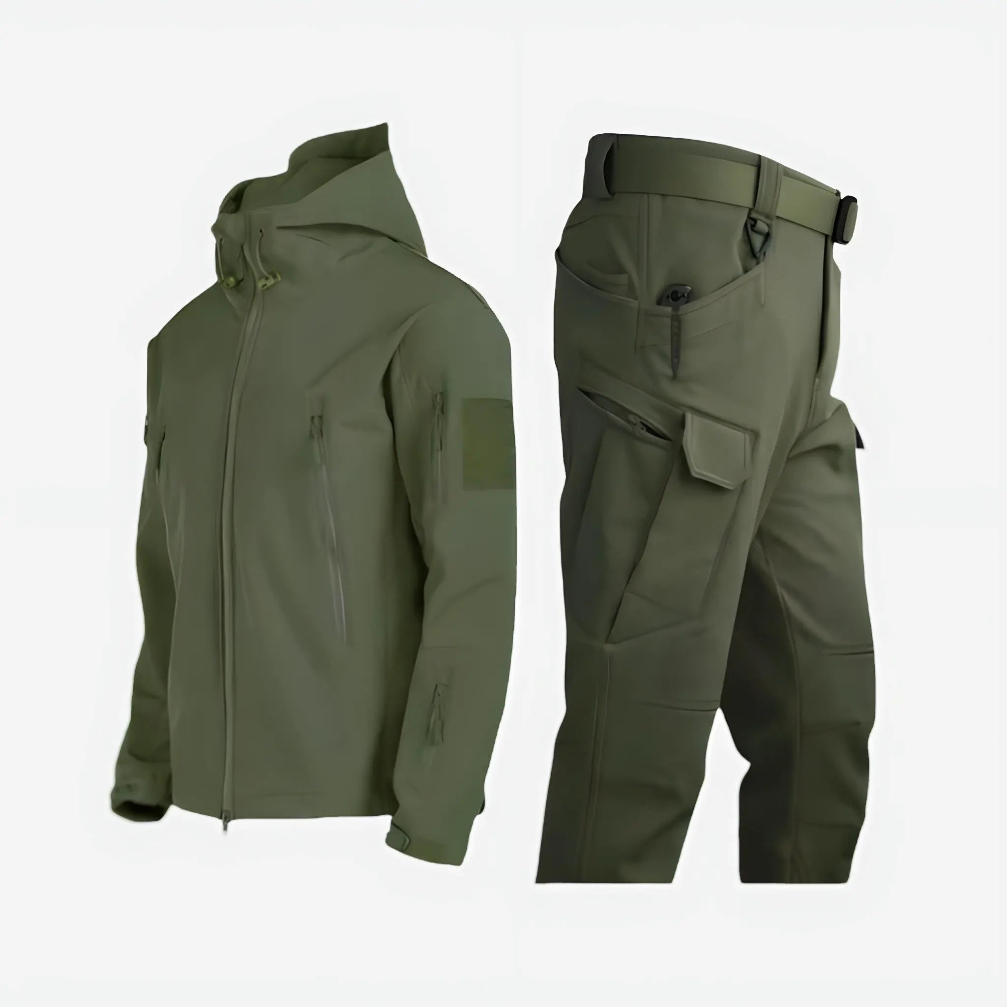 Men's Waterproof Outdoor Set Thermal Insulated Jacket Trousers - Green