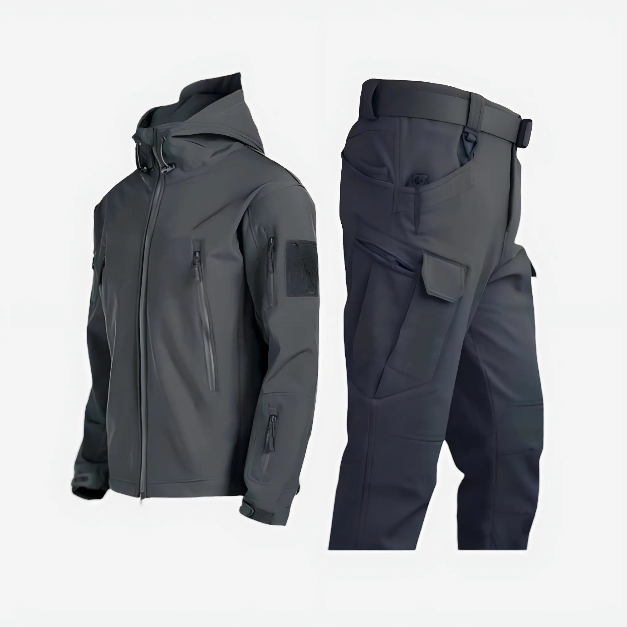 Men's Waterproof Outdoor Set Thermal Insulated Jacket Trousers - Grey