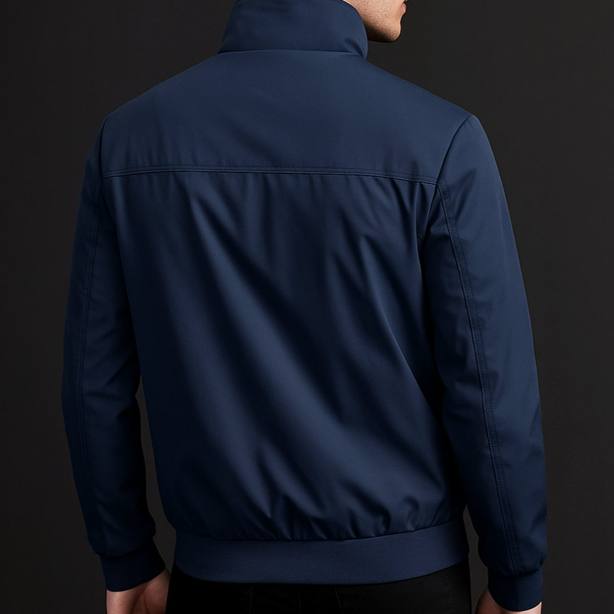Men's Weather-Resistant Zip-Up Bomber Jacket Checked Lining