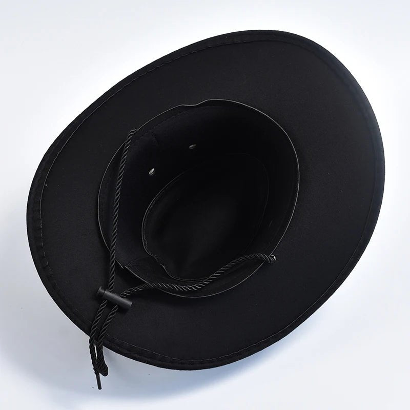 Men's Western Cowboy Hat Studded Band Bull Emblem Wide Brim