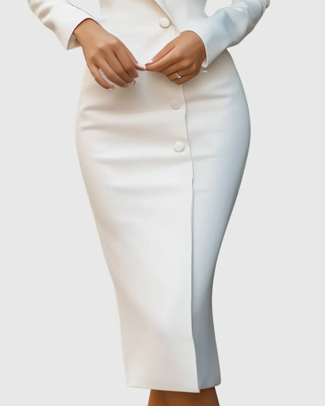 Midi Blazer Dress Tailored Double Breasted Long Sleeve