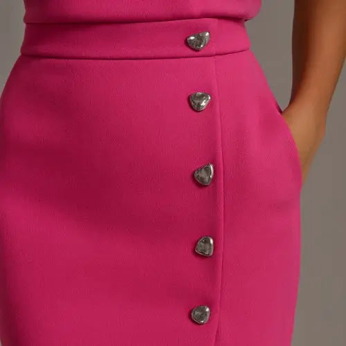 Midi Dress Button Detail Round Neckline Sleeveless