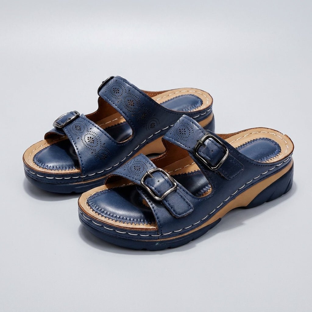 Orthopedic Buckle Platform Sandals Perforated Comfort