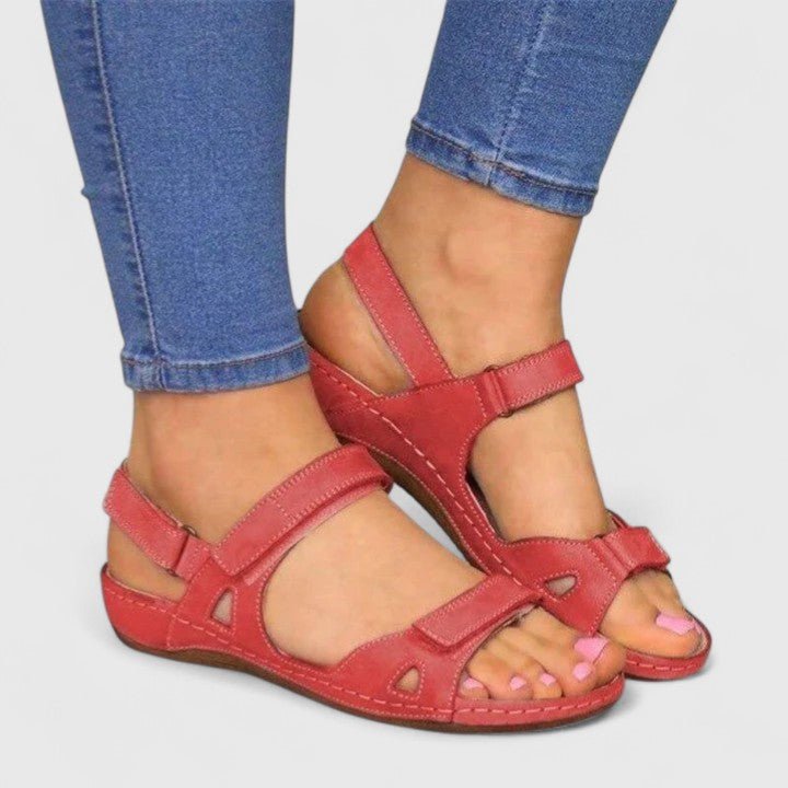 Orthopedic Comfort Sandals Adjustable Ankle Straps - Red
