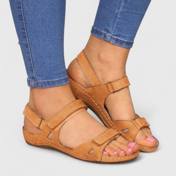Orthopedic Comfort Sandals Adjustable Ankle Straps - Brown