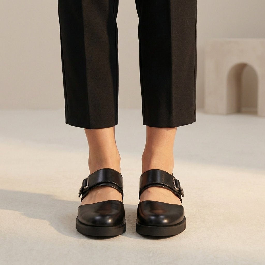 Orthopedic Mary Jane Flats Round Toe Buckle Strap