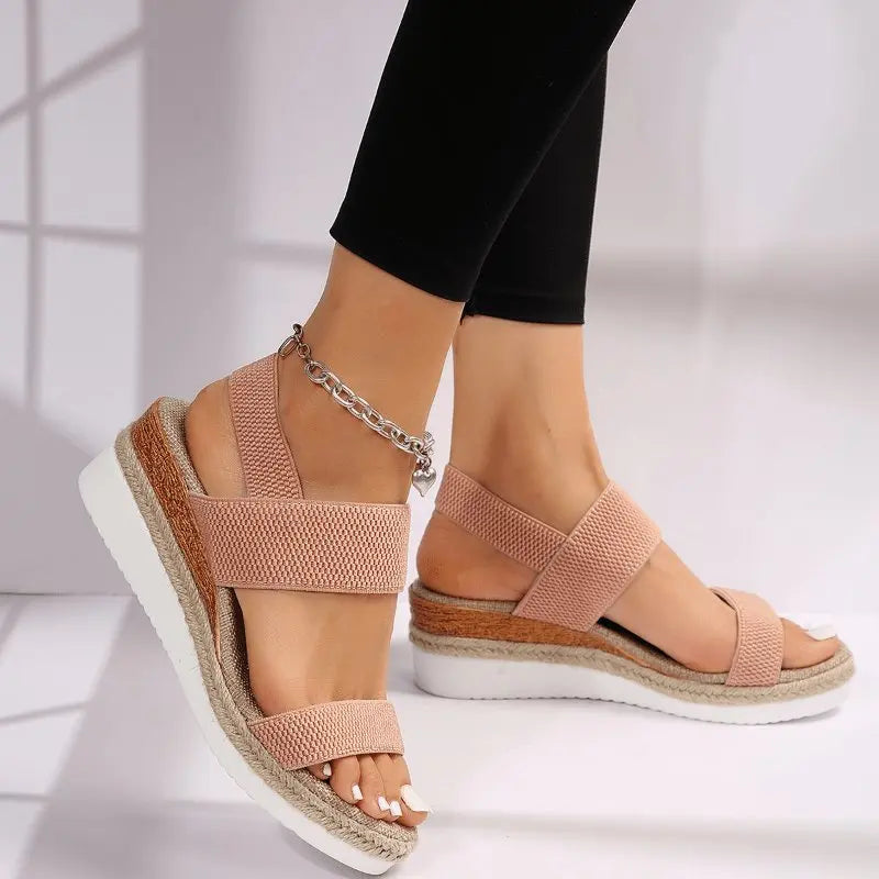 Orthopedic Platform Sandals Elastic Straps Lightweight