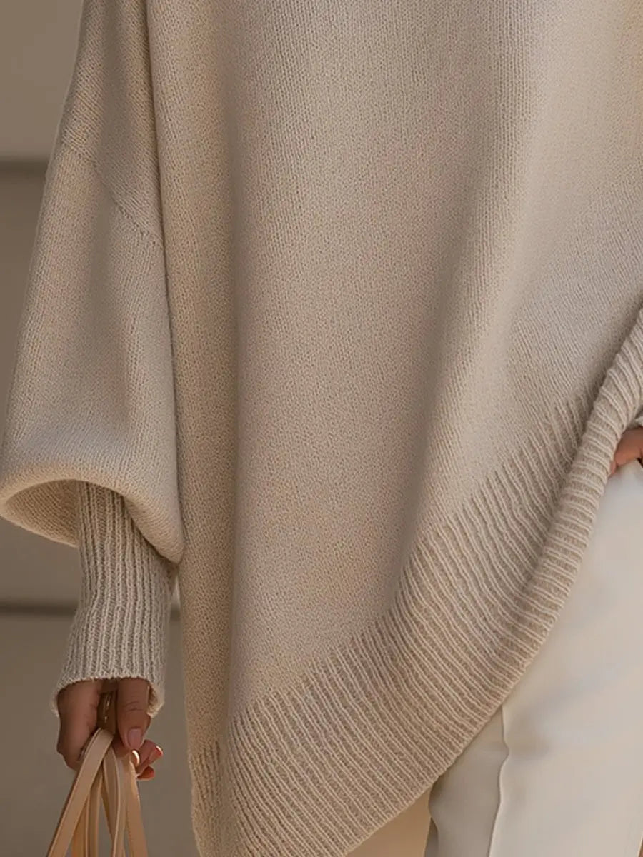 Oversized Wool Blend Jumper Asymmetrical Hem Drop Shoulder