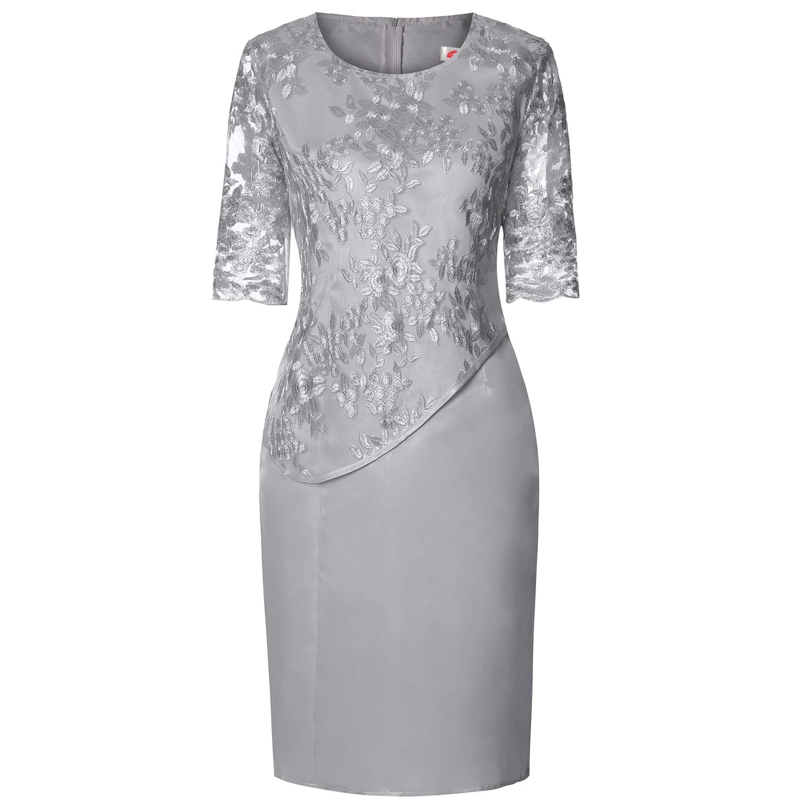 Plus Size Lace Midi Dress Embroidered Formal Occasion