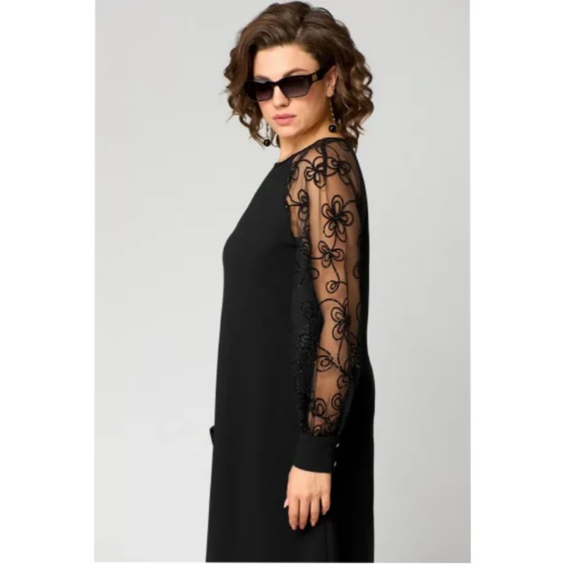 Plus Size Lace Sleeve Midi Dress Elegant Formal