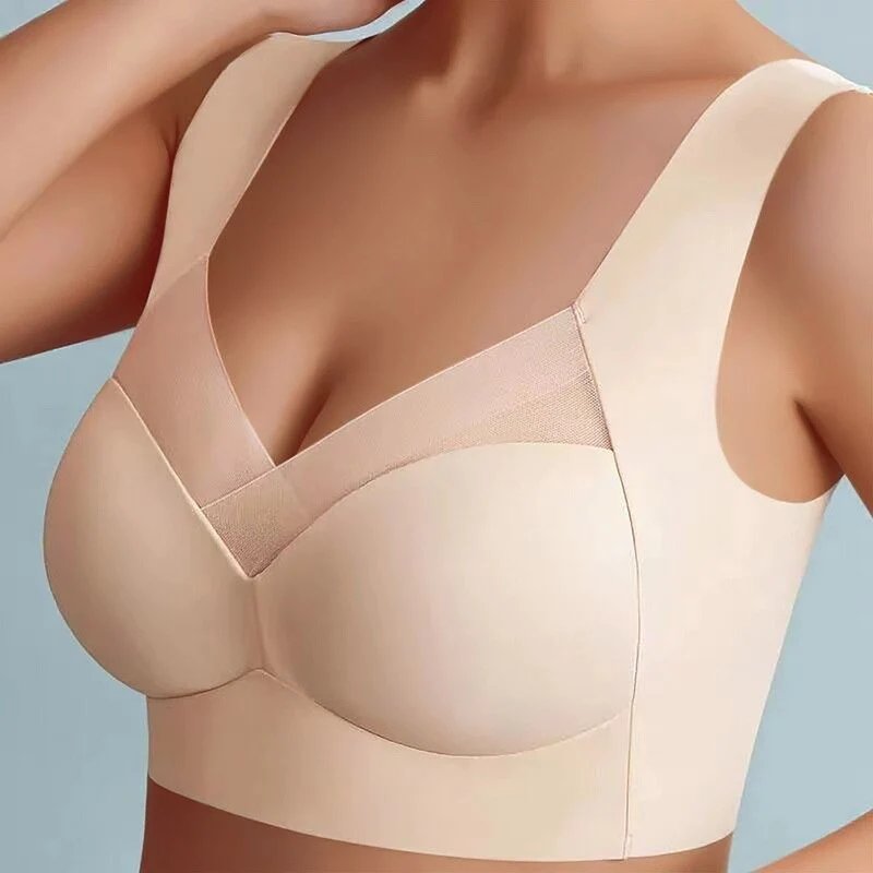 Plus Size V-Neck Moulded Cup Bra Pull-On Design