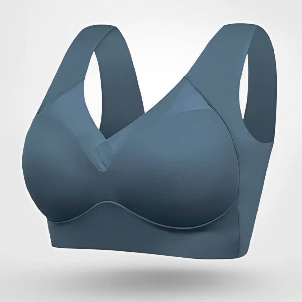 Plus Size V-Neck Moulded Cup Bra Pull-On Design - Dark Blue