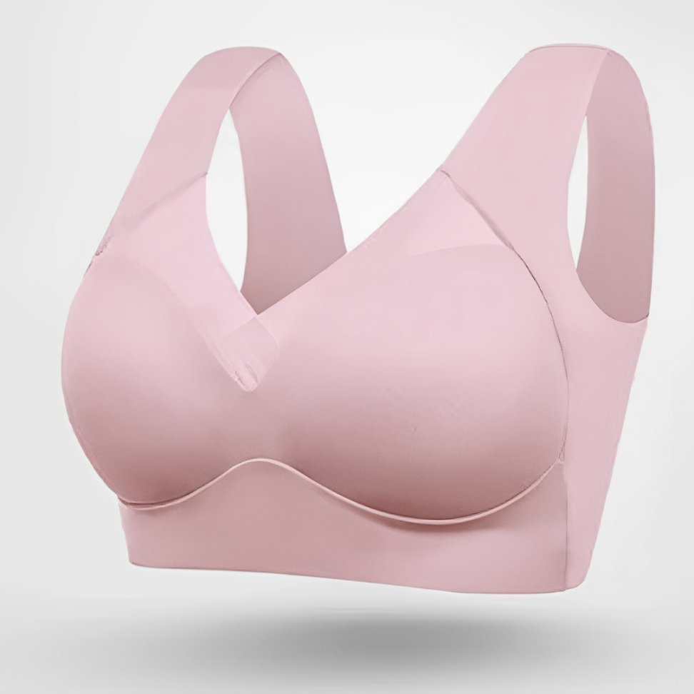 Plus Size V-Neck Moulded Cup Bra Pull-On Design - Pink