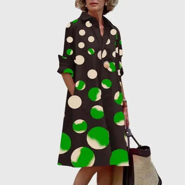 Shirt Dress Midi Length Collared Button Front Pockets