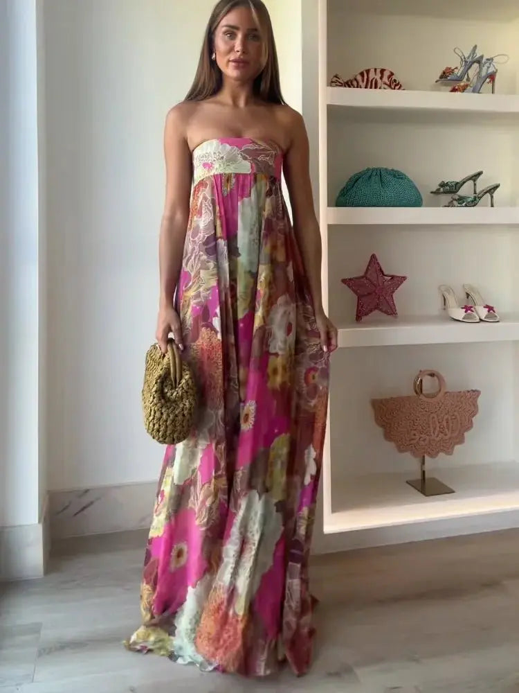 Strapless Maxi Dress Wedding Guest Floor Length