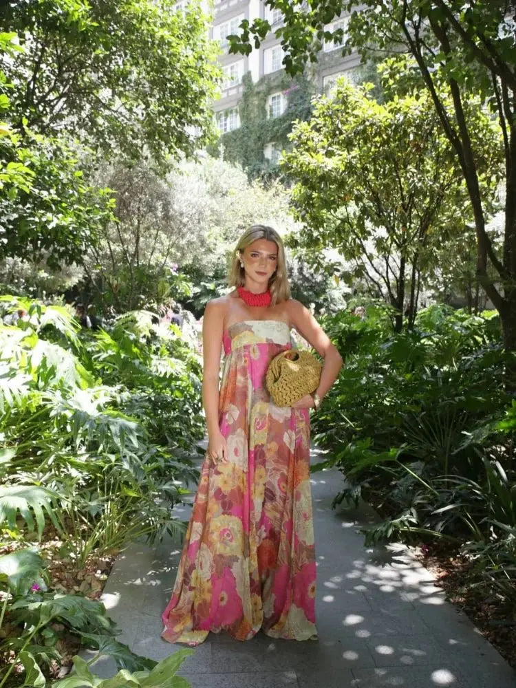 Strapless Maxi Dress Wedding Guest Floor Length