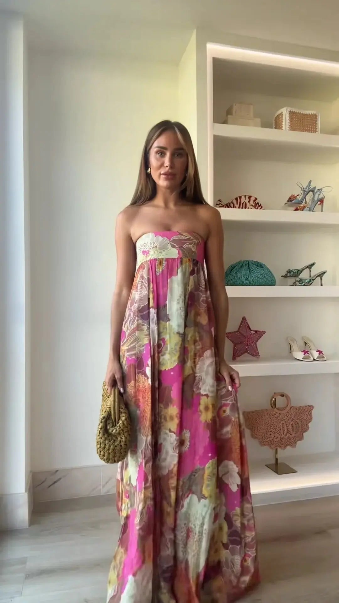 Strapless Maxi Dress Wedding Guest Floor Length - Multicolor
