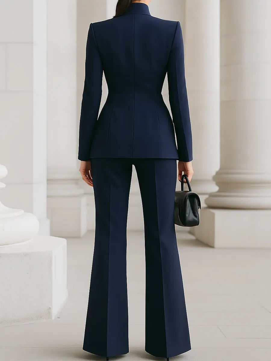 Tailored Blazer Trouser Suit Set Structured Professional
