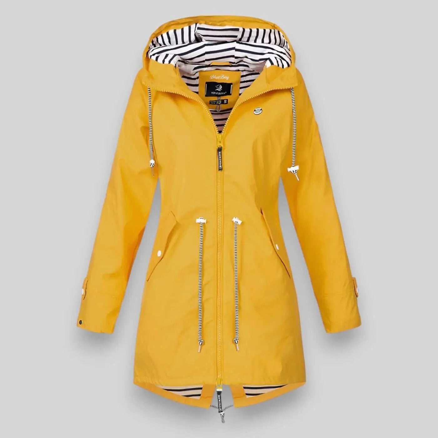 Waterproof Hooded Parka Adjustable Drawstring Breathable - Yellow