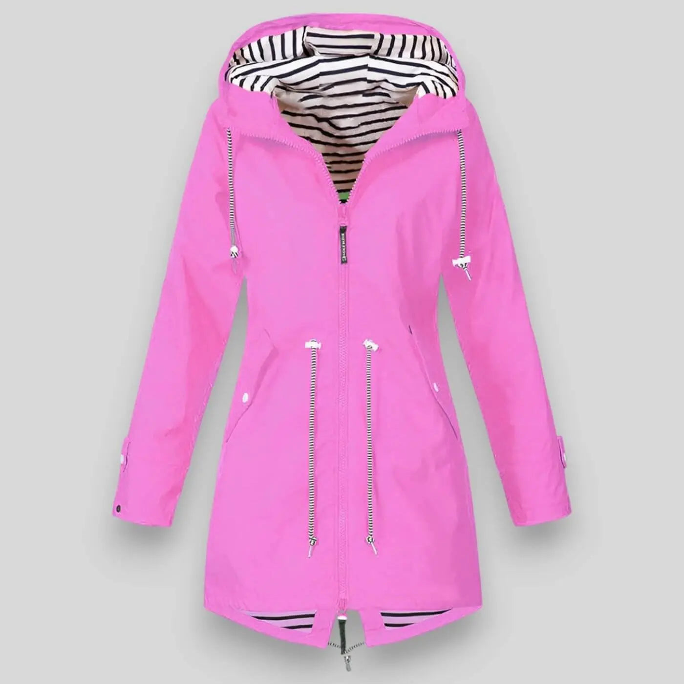 Waterproof Hooded Parka Adjustable Drawstring Breathable - Pink