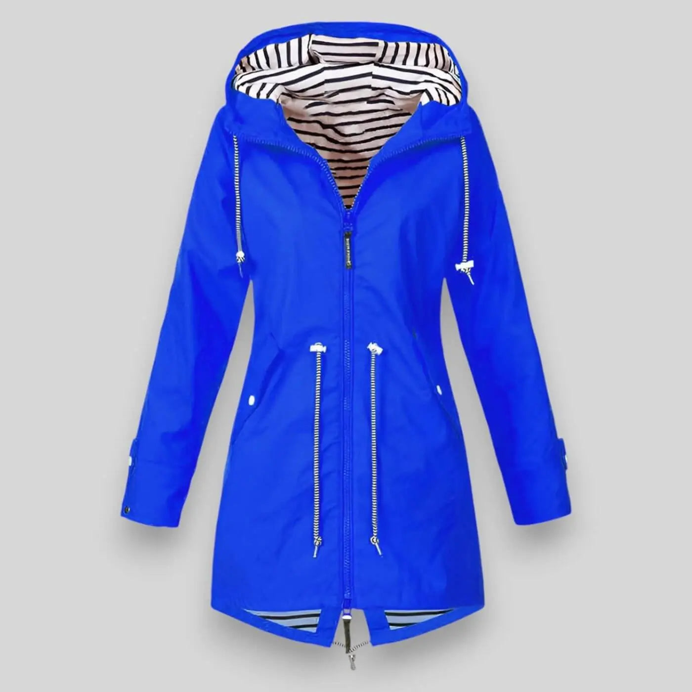Waterproof Hooded Parka Adjustable Drawstring Breathable - Bright blue