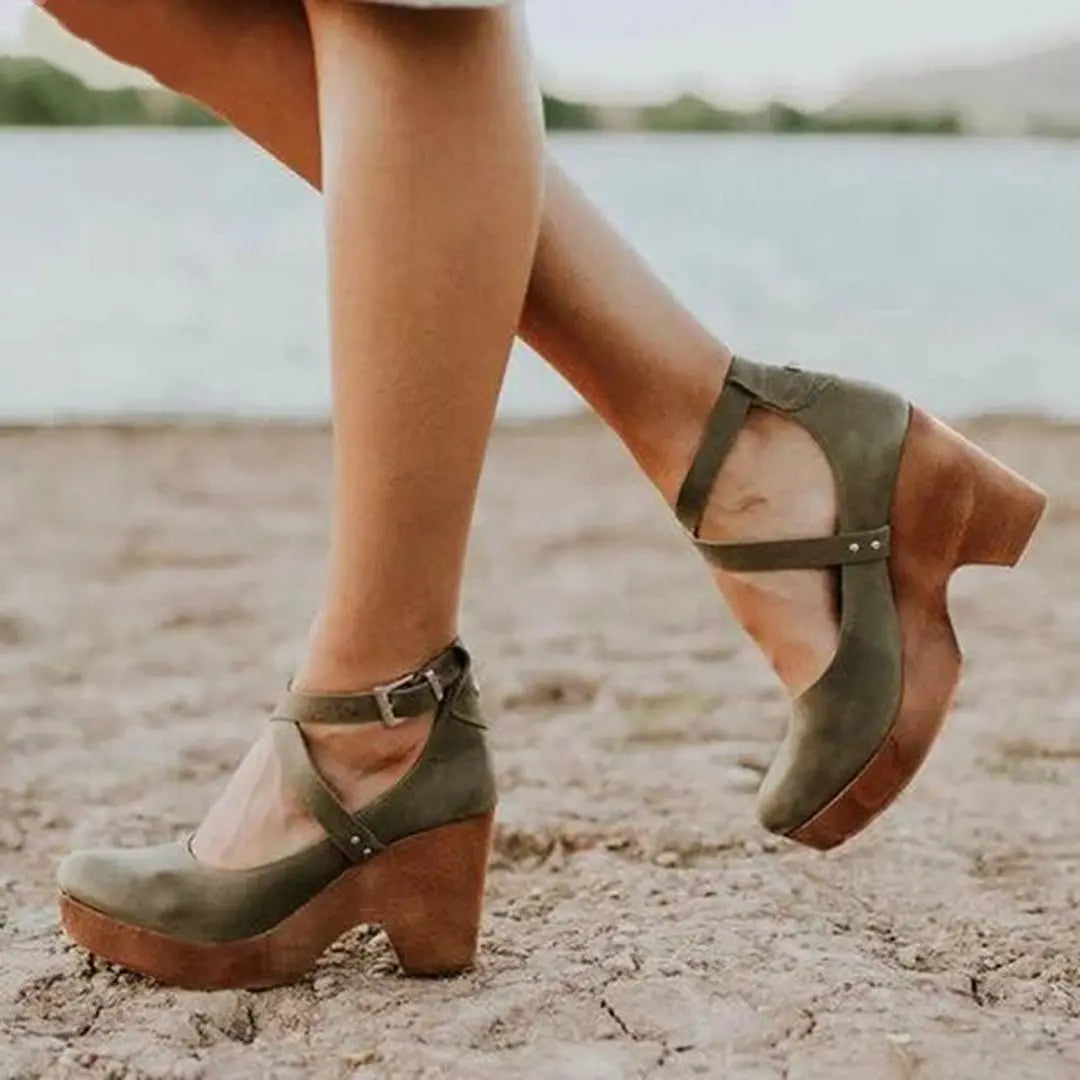Wedge Heels Closed Toe Ankle Strap Mary Jane Platform