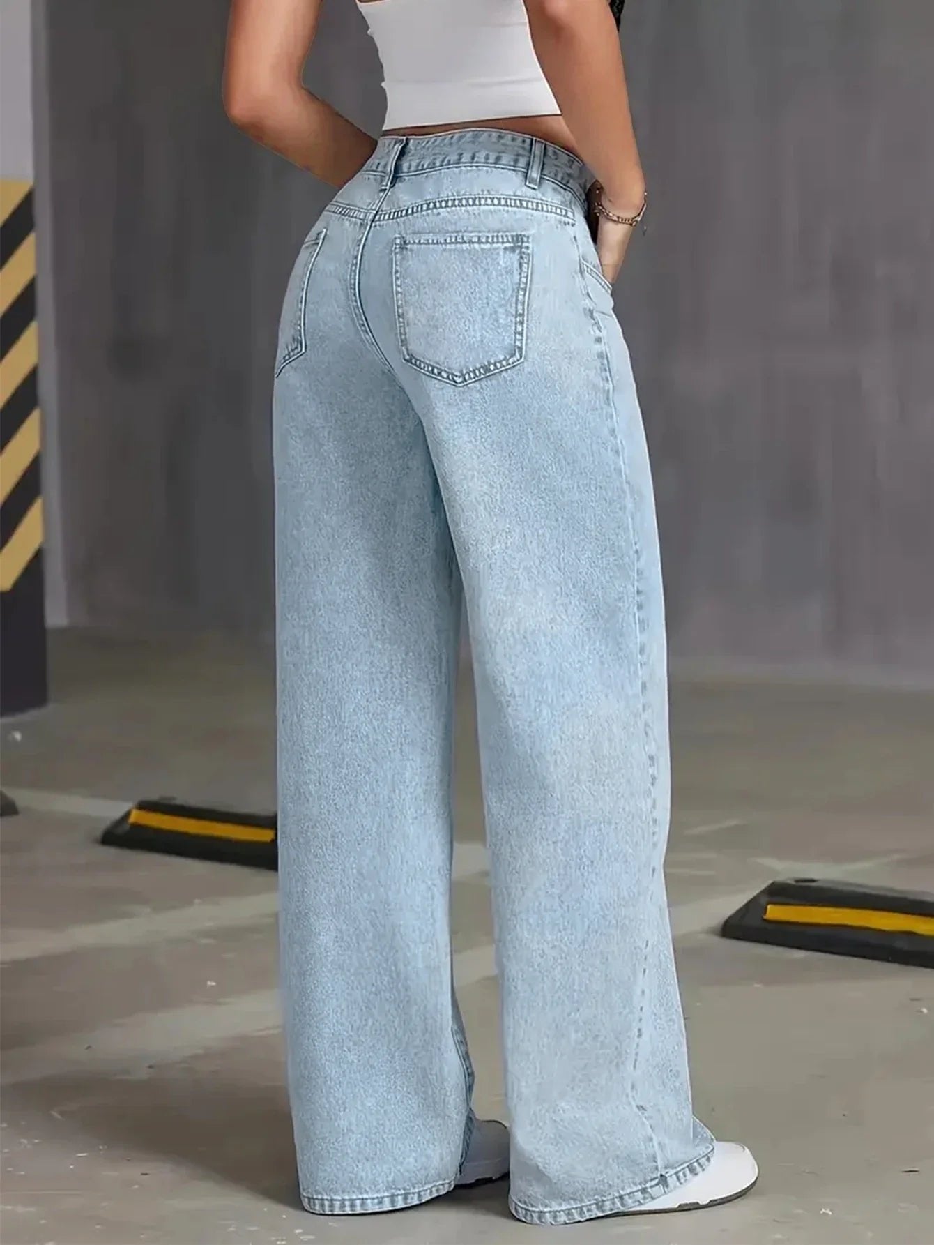 Wide Leg High Waisted Denim Jeans Relaxed Fit