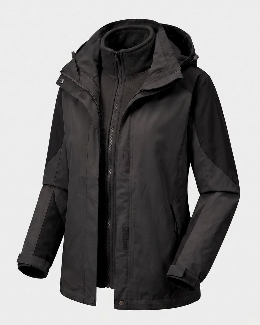 Women's 2-in-1 Hooded Softshell Fleece Outdoor Jacket, Pink - Women's Outdoor Jacket Grey