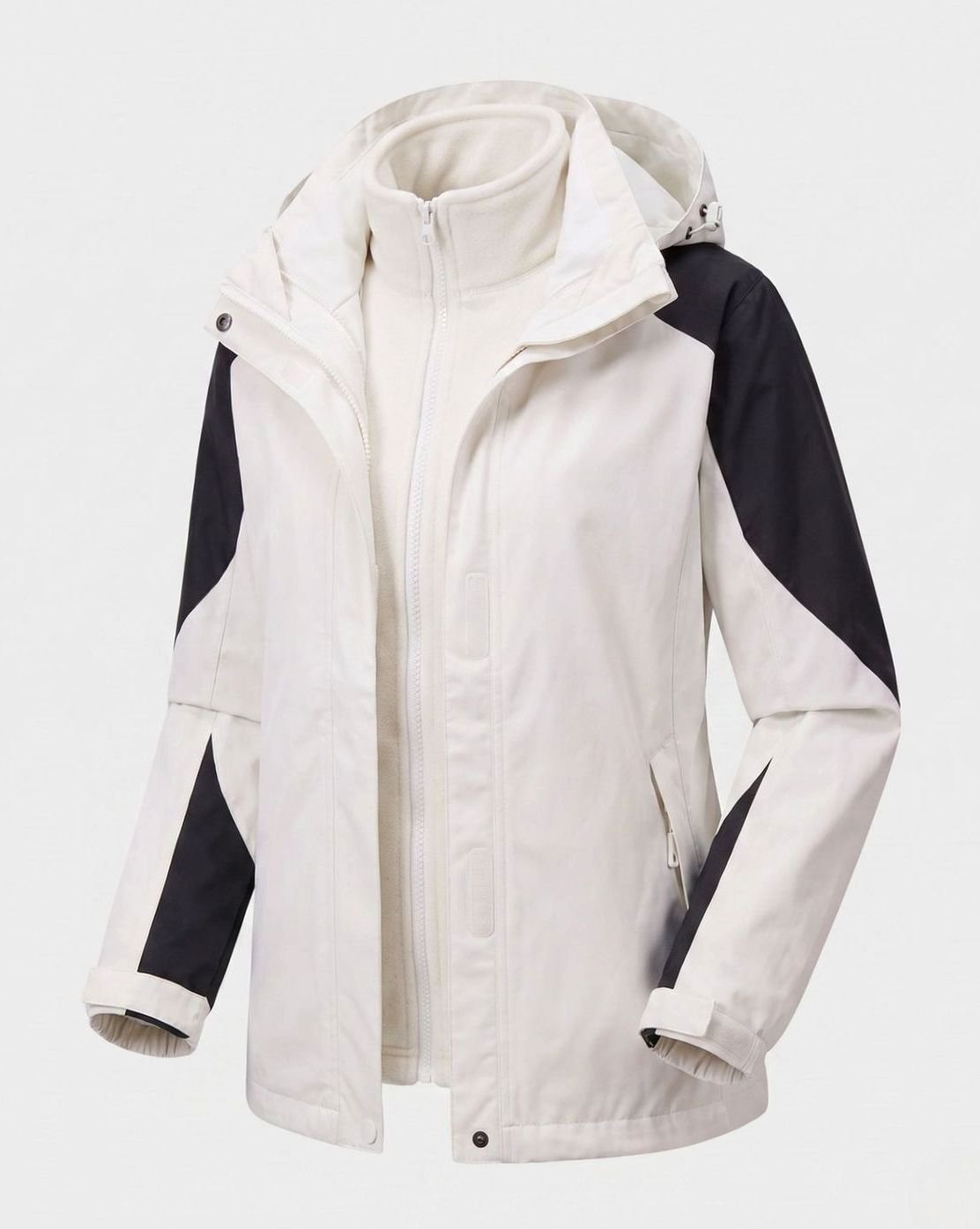 Women's 2-in-1 Hooded Softshell Fleece Outdoor Jacket, Pink - Women's Softshell Jacket Ivory