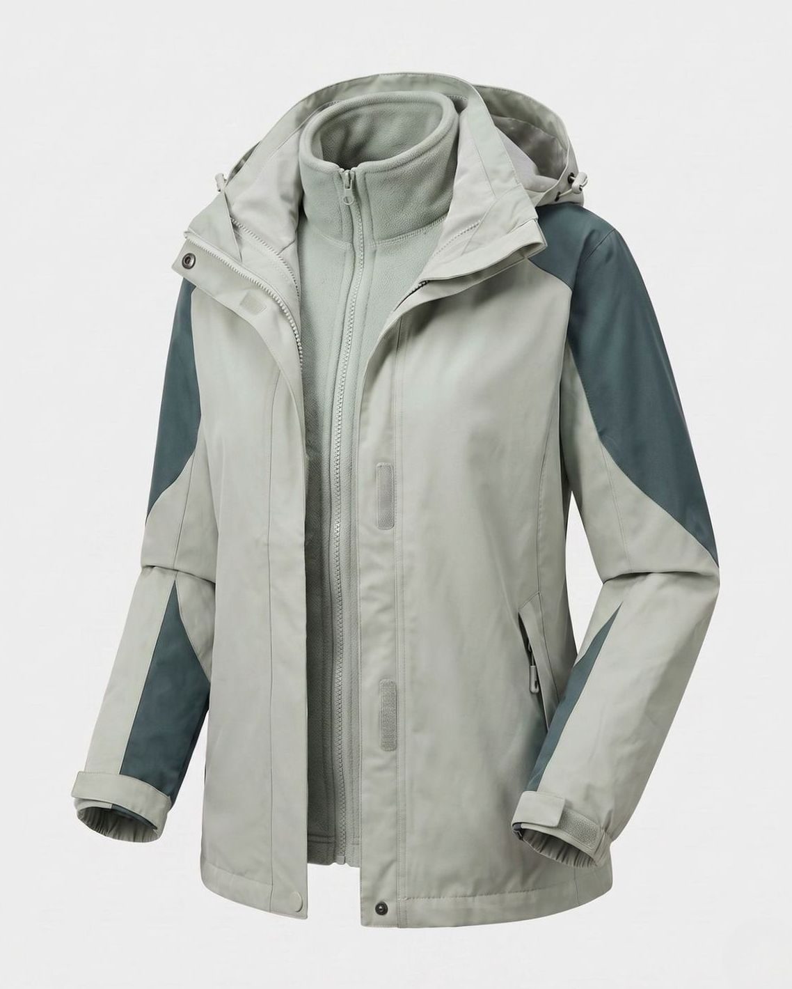 Women's 2-in-1 Hooded Softshell Fleece Outdoor Jacket, Pink - Women's Softshell Jacket Pea Green
