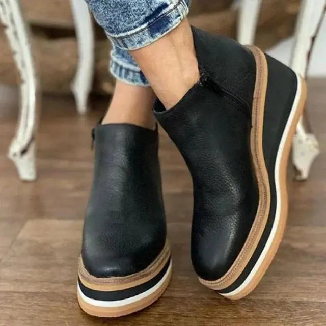Women's Ankle Boots Platform Waterproof Side Zip Orthopedic