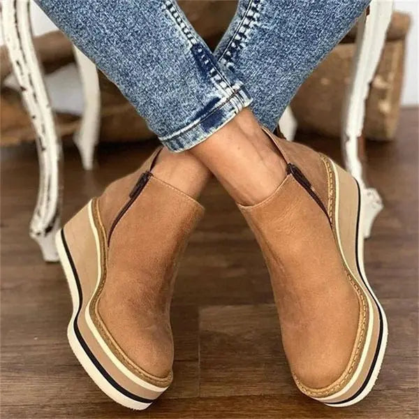 Women's Ankle Boots Platform Waterproof Side Zip Orthopedic