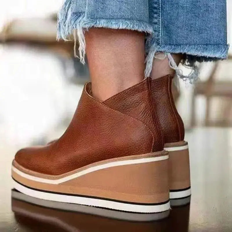 Women's Ankle Boots Platform Waterproof Side Zip Orthopedic