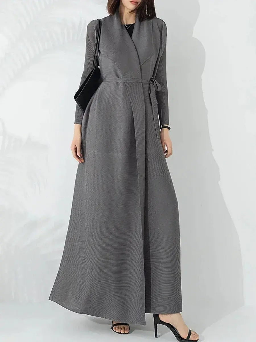 Women's Belted A-Line Longline Coat Puffer Jacket Women - Taupe
