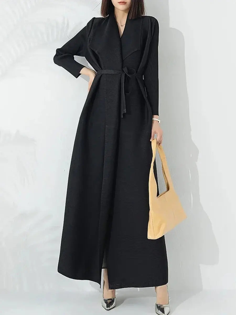 Women's Belted A-Line Longline Coat Puffer Jacket Women - Black