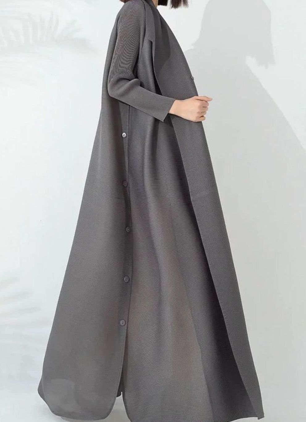 Women's Belted A-Line Maxi Coat Funnel Neck Full-Length