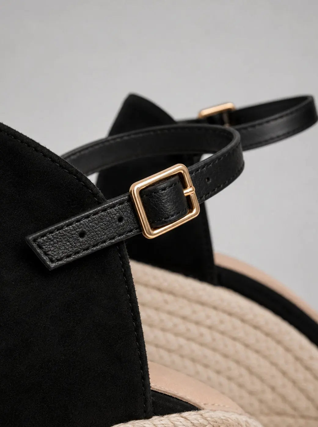 Women's Black Closed Toe Espadrille Wedge Sandals Ankle Strap