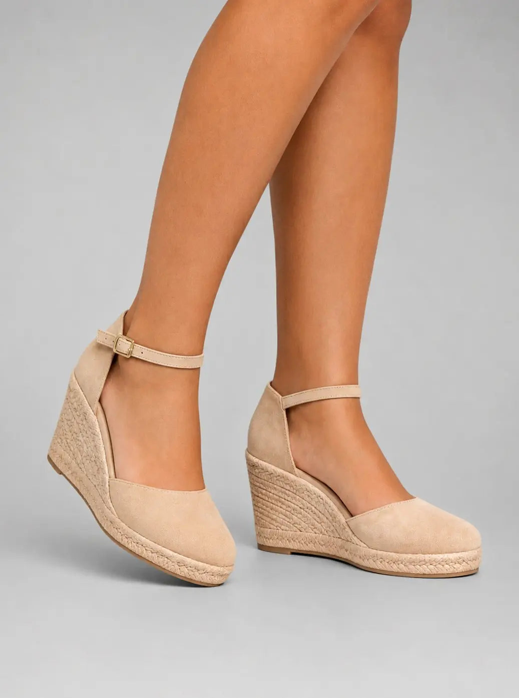 Women's Black Closed Toe Espadrille Wedge Sandals Ankle Strap